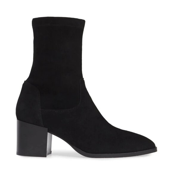 $500 AQUATALIA Tilly Weatherproof Stacked Heel Booties SOCK BLACK 7.5 (MG14)